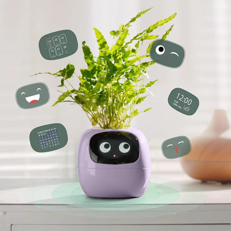 Smart Flowerpots Artificial Intelligence Time Temperature Display And Numerous Animations On The Environment Lndoor Decoration