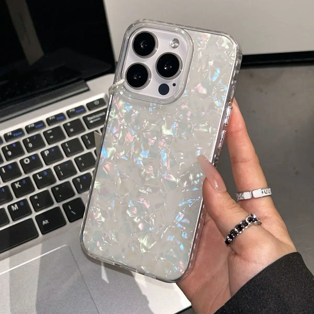 Super Cool Laser Sea Shell Texture Phone Case For iPhone 16 15 14 13 12 11 Pro Max XR XS MAX 7 8Plus MINI Y2K Fashion Back Cover