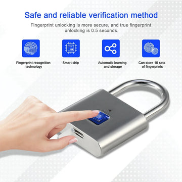 Smart Fingerprint Padlock Anti-Theft Security Lock for Bag Luggage Box - Digital Keyless Door Lock for Travel