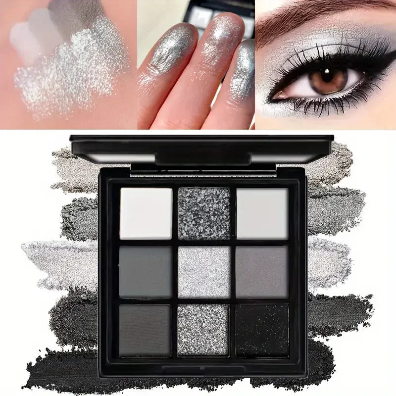 Black light star nine-color eye shadow plate Smoky makeup dark black dark cement plate cross-border