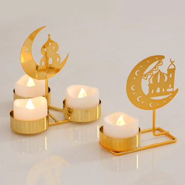 Ramadan Metal Candle Holder Eid Mubarak Decoration for Home Room Dining Table Ornament 2025 Islamic Muslim Party Supplies Gift