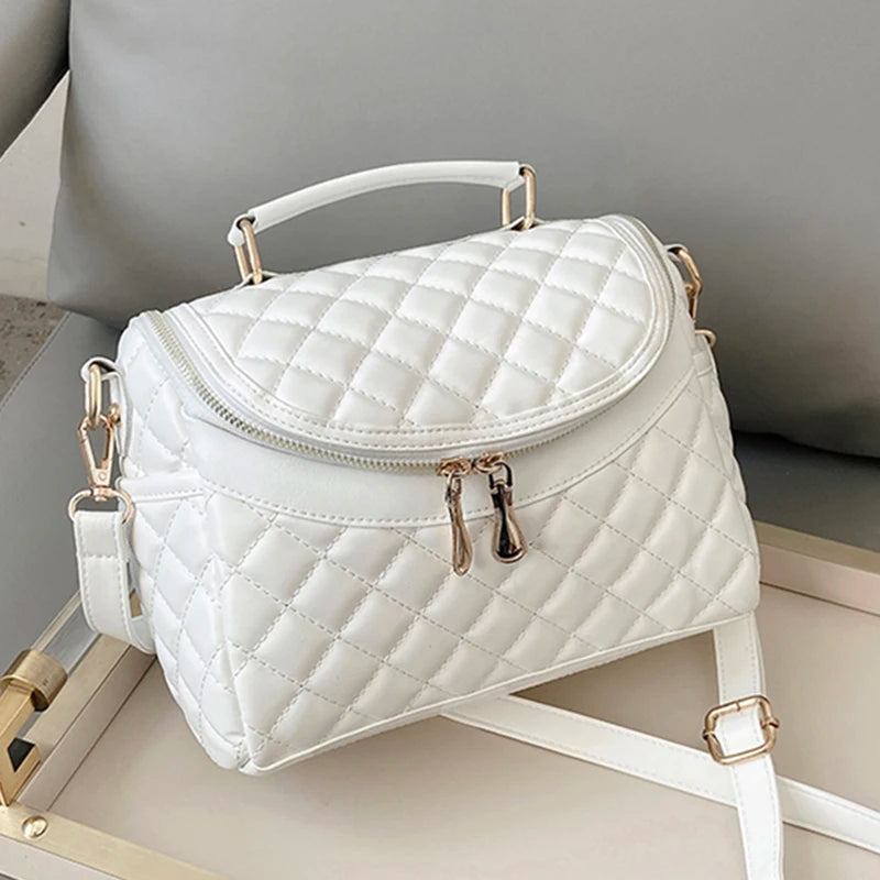 White Balck Crossbody Bags for Women 2025 Soft PU Leather Luxury Designer Handbag Casual Bucket Bag Ladies Purses and Handbags