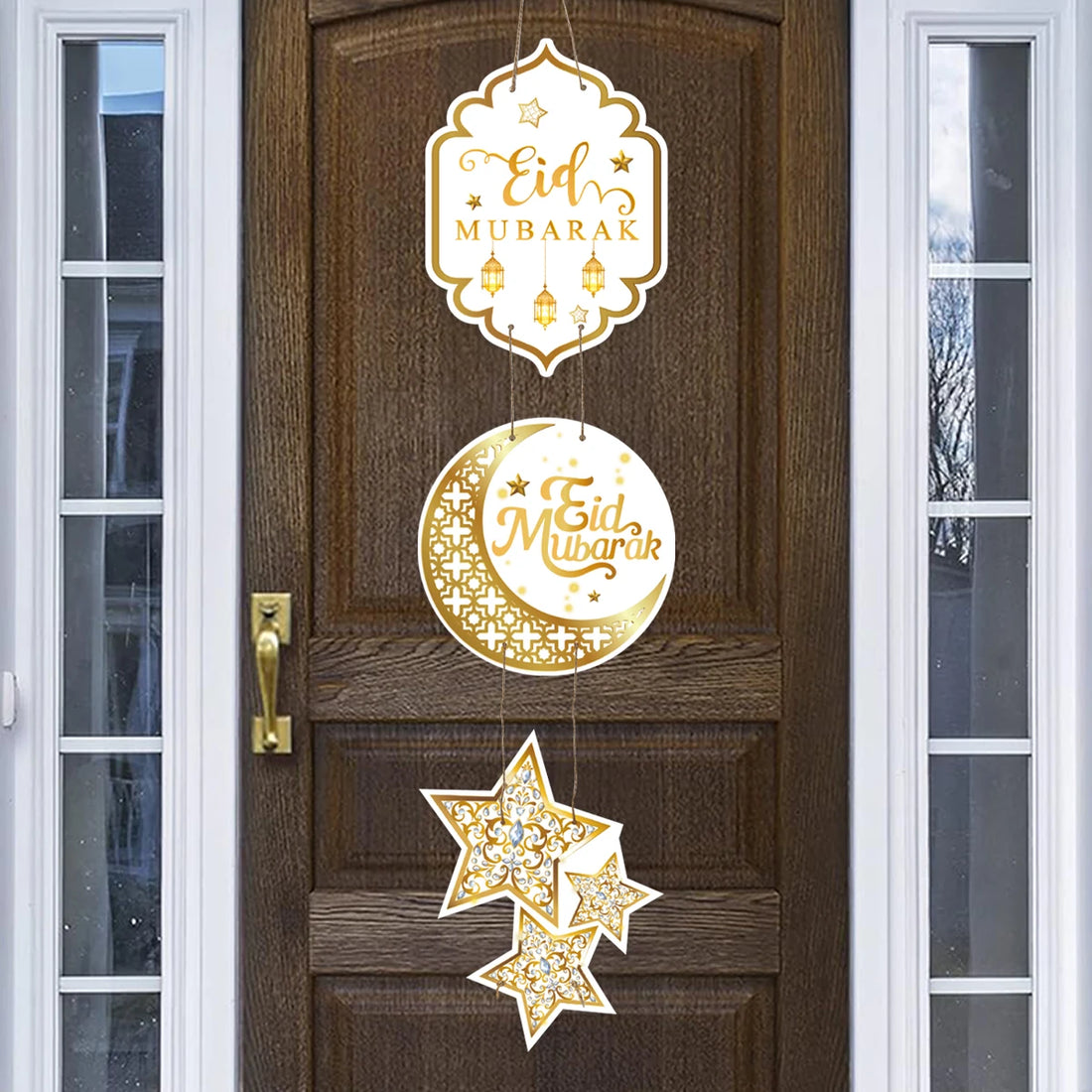 EID Mubarak Decorations Door Hanging Ramadan Decor 2025 for Home Door Hanging Ramadan Kareem Islamic Muslim Party Eid Al Adha