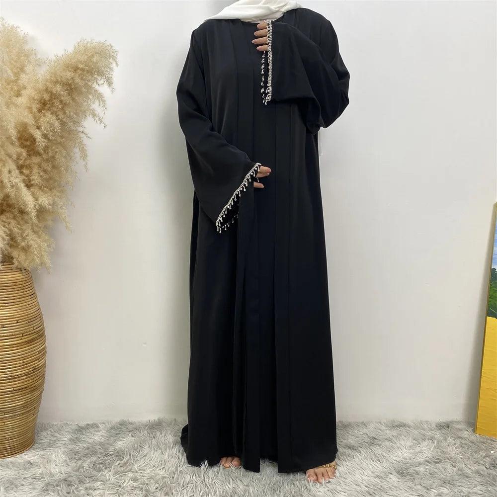 New fashion Muslim women sleeveless dress plus Muslim cardigan two-piece Arab Turkey Dubai dress elegant temperament clothing - Aurex