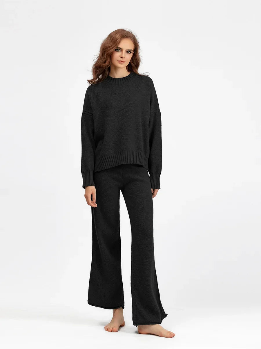 Stay Warm in Style with this Autumn Winter Women's Yoga Set Loose Sweater and Long Trousers for a Comfortable Home Outfit - Aurex