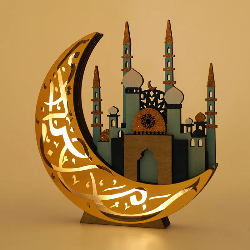 Ramadan Kareem Led Light Moon Castle Ornaments Eid Mubarak Decoration For Home 2025 Islamic Muslim Party Decor Eid Al-Fitr Gift