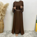 New fashion Muslim women sleeveless dress plus Muslim cardigan two-piece Arab Turkey Dubai dress elegant temperament clothing - Aurex