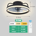 LED ceiling fan light DC motor with light power 55W bedroom decoration ventilation fan ligh90V~265V invisible blade mute - Aurex