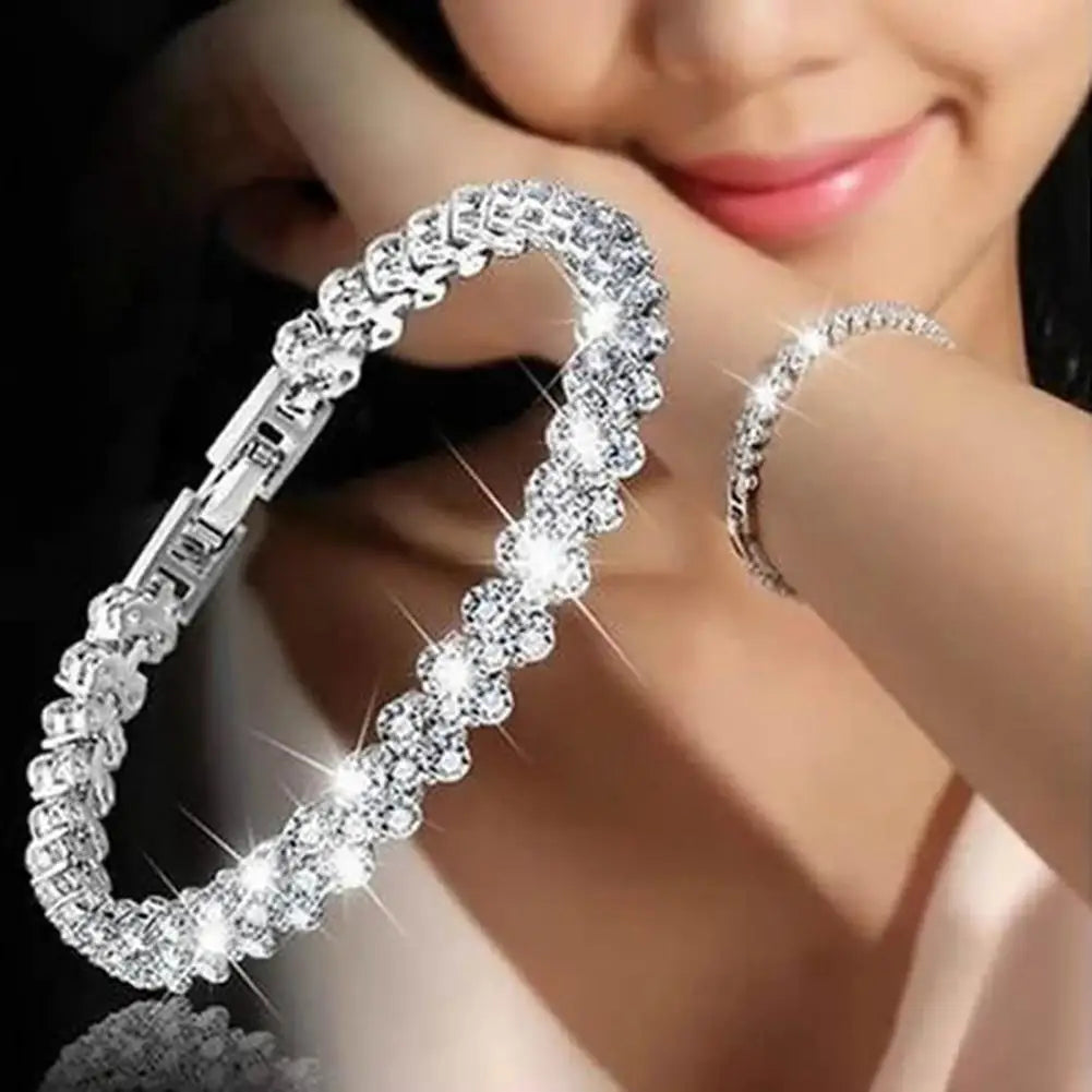 Elegant Bracelet for Women Chain Cubic Zircon Rhinestone Shiny Inlaid Bangle Bracelet Gifts