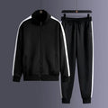 2024 Autumn Korean Tracksuit Men Zip Pocket Running Sets Striped Sporting Suit Jacket+ Sweatpants Jogging Fitness Clothing - Aurex