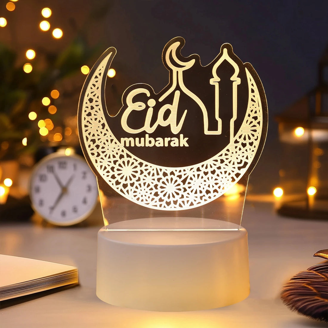 Eid Mubarak Warm LED Castle Night Light Ramadan Kareem Decorations For Home 2025 Islam Muslim Party Supplies Moon Ornament Lamp