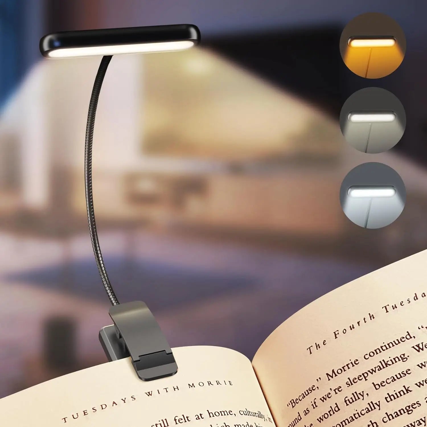 14Leds Book Light USB Rechargeable Reading Light Warm Cool White Daylight Portable Flexible Easy Clip Night Reading Lamp - Aurex