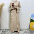 New fashion Muslim women sleeveless dress plus Muslim cardigan two-piece Arab Turkey Dubai dress elegant temperament clothing - Aurex