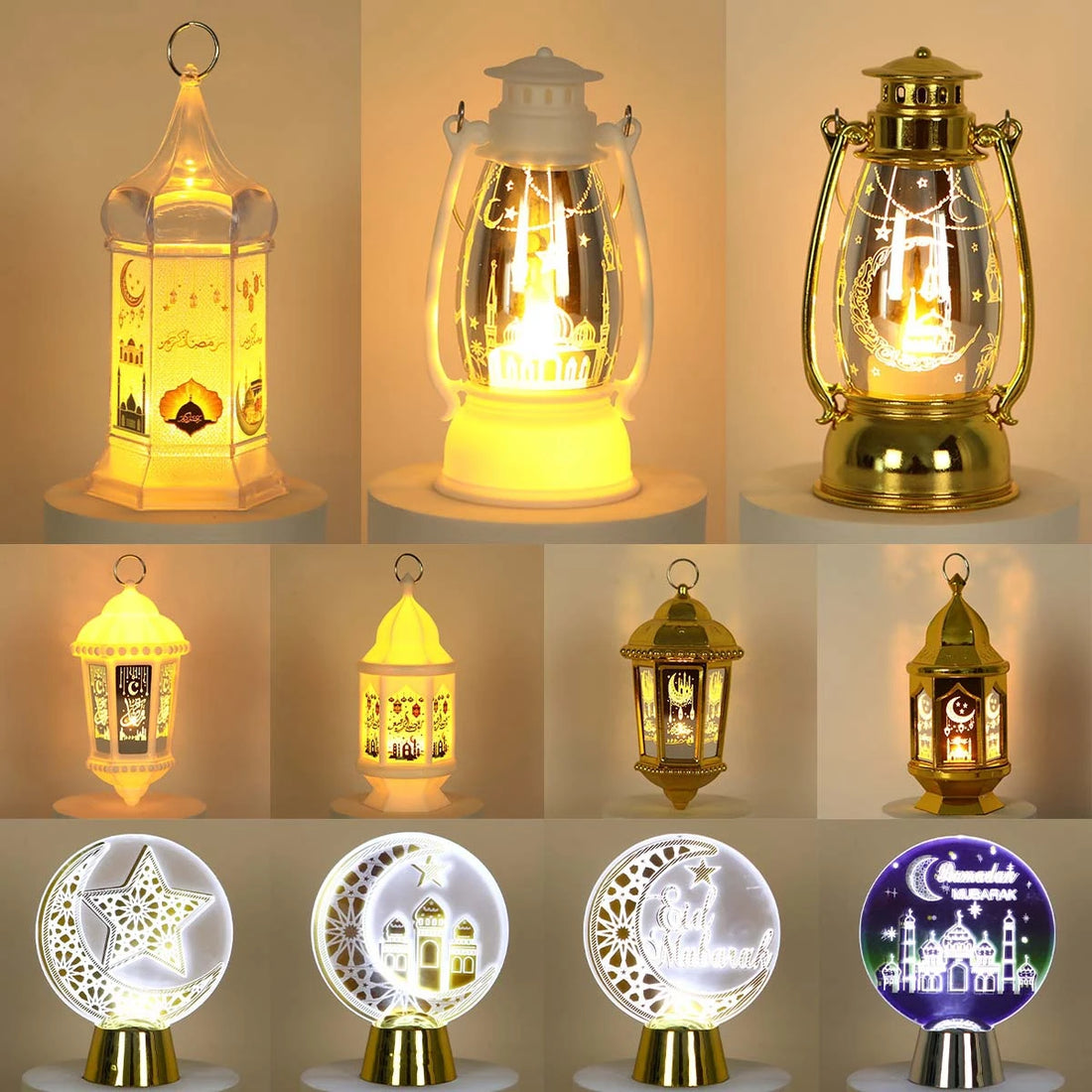 Eid Mubarak Ornaments Lantern Light Ramadan Decorations For Home 2025 Islamic Muslim Party Decor Ramadan Kareem EID Al Adha Gift