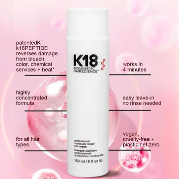 150ml K18 Leave-In Molecular Hair Mask Original Repair Molecular Hair Damaged Dry Frizzy 4 Minutes Treatment Moisturize