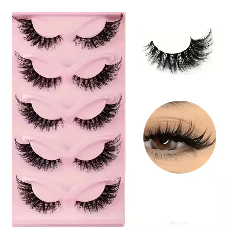 Hot Selling Look Natural Makeup 5 Pairs Cat Eye Lashes