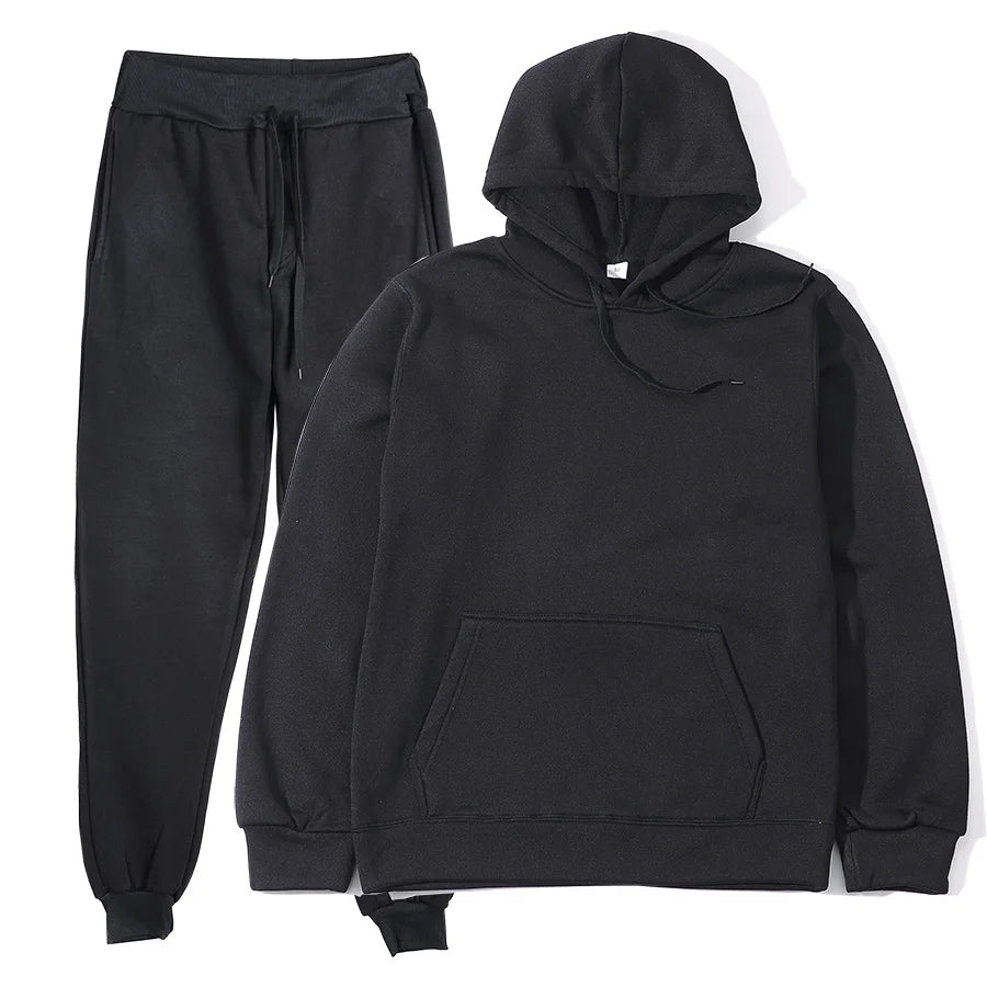 Basic Men/Women 2Pcs/Sets Sweatshirt Hoodies Pants 2024 Male Gyms Fitness Tops Joggers Sportswear Tracksuits - Aurex