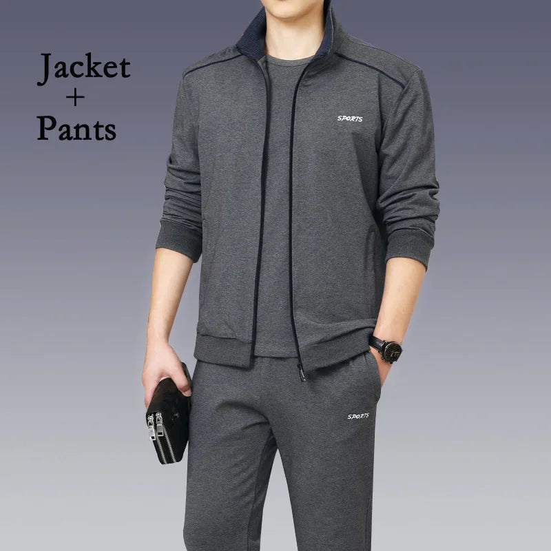 2025 Fashion Running Sets Sport Suit Sportswear Sweatshirt +Sweatpants Mens Clothing 2 Pieces Sets Tracksuit Jogging Suits - Aurex