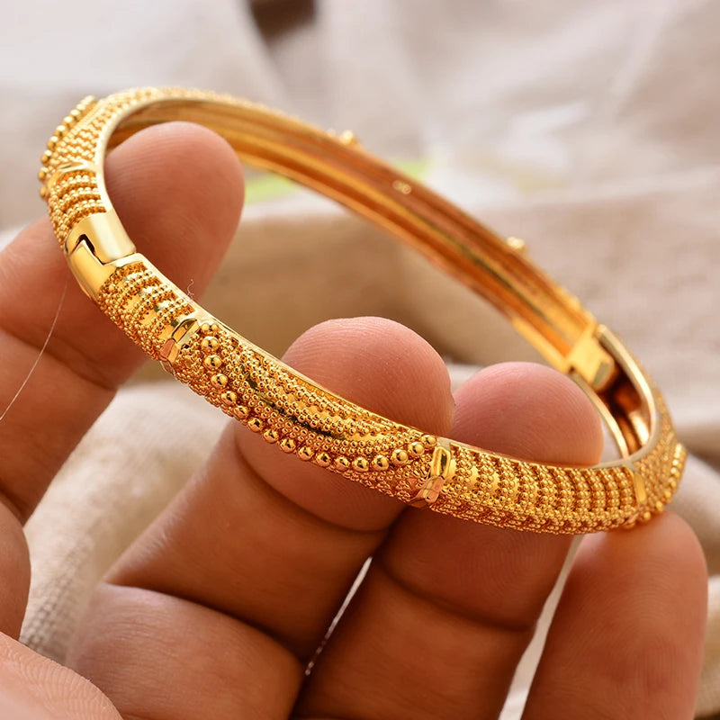 Gold Plated Dubai Gold color Bangles for Women Bracelet Luxury Arabic Wedding Jewelry