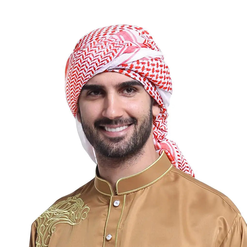 140*140cm Arab Men Square Keffiyeh Muslim Hijab Shemagh Headscarf Islamic Saudi Arabic Men's Head Wrap Bandana Head Neck Scarves