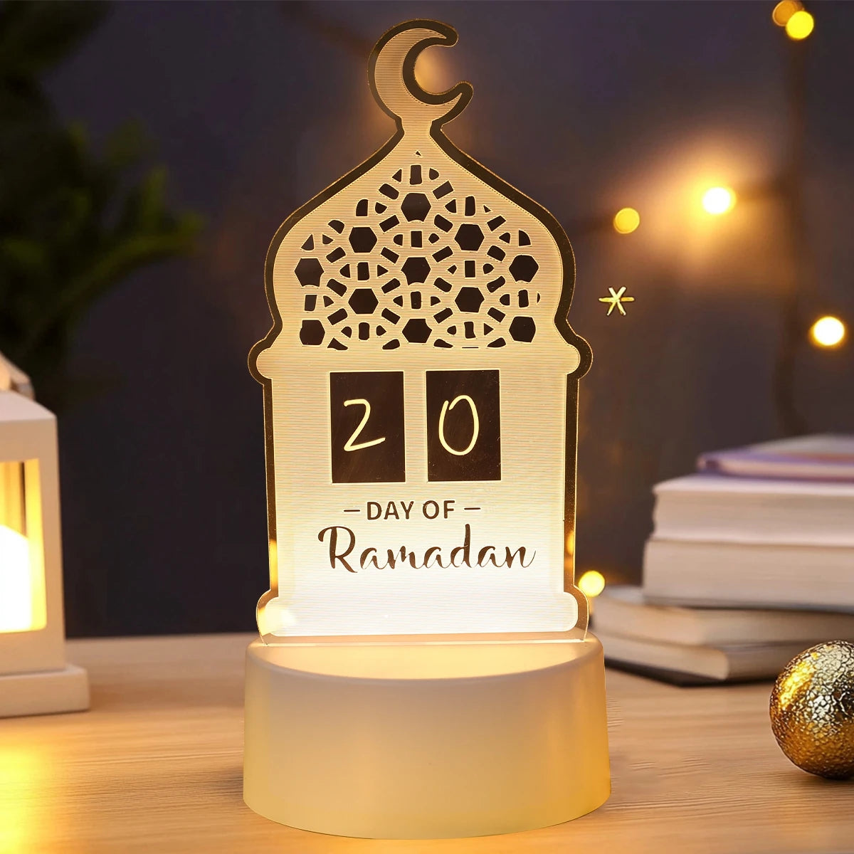 Eid Mubarak Warm LED Castle Night Light Ramadan Kareem Decorations For Home 2025 Islam Muslim Party Supplies Moon Ornament Lamp