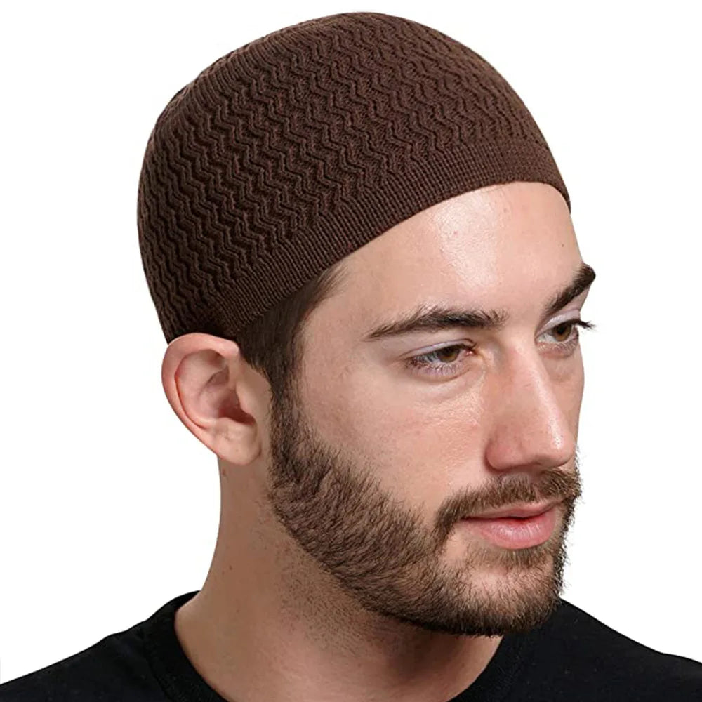 Winter Knitted Muslim Men Prayer Hats Unisex Beanies Cap Warm Islamic Ramadan Jewish Kippah Homme Hat Men's Wrap Head Caps