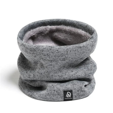 Unisex Solid Plush Warm Winter Ring Scarf Women Men Knitted Full Face Mask Snood Neck Scarves