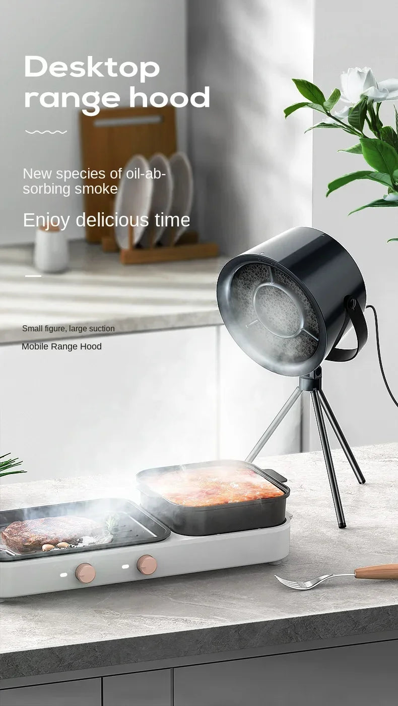 2025 New Portable Exhaust Fan Small Kitchen Hood Extractor Barbecue USB Supply Desktop Range Hoods Mini Suction Cooker Hood - Aurex