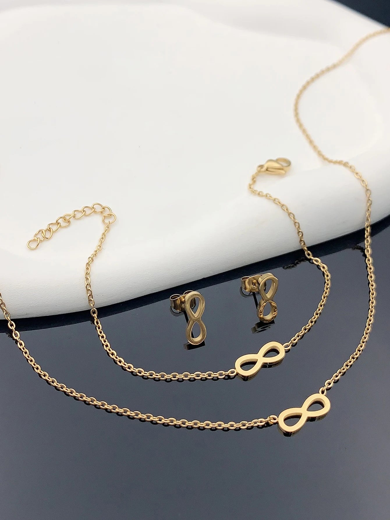 4-piece Bohemian Women's 18K gold plated stainless steel size 8 necklace bracelet Earrings Accessory set Ramadan Valentine gift