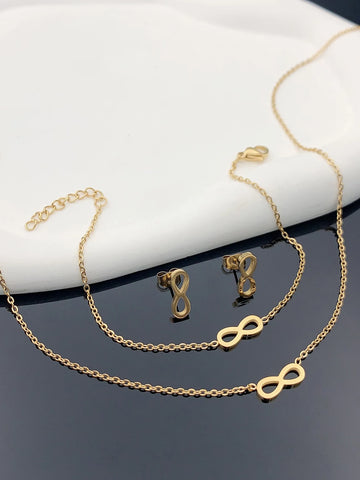 4-piece Bohemian Women's 18K gold plated stainless steel size 8 necklace bracelet Earrings Accessory set Ramadan Valentine gift