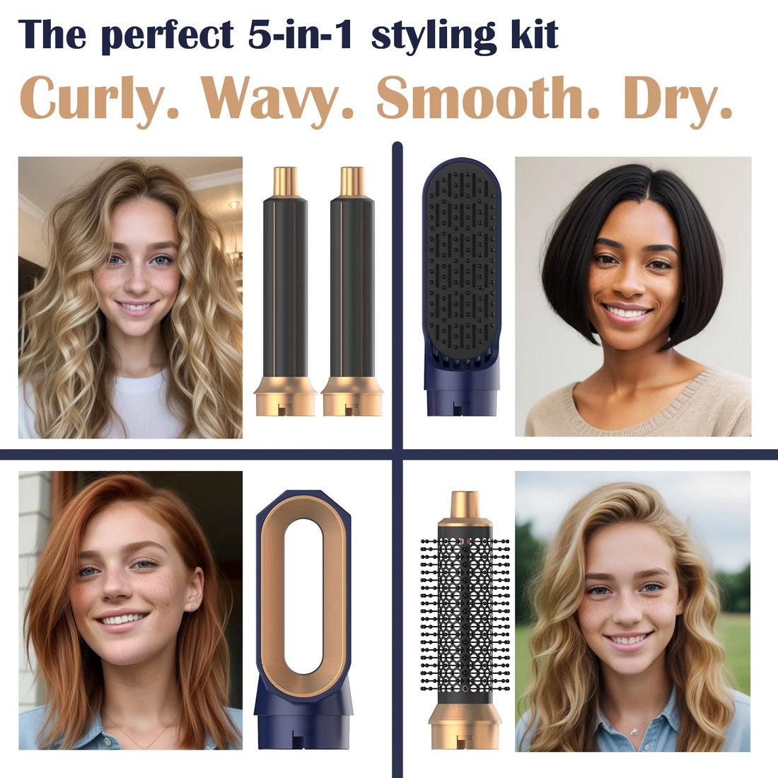 2025 New 5-in-1 Hair Dryer Hot Comb Set Professional Curling Iron Hair Straightener Styling Tool for Dyson Airwrap Hair Dryer Ho