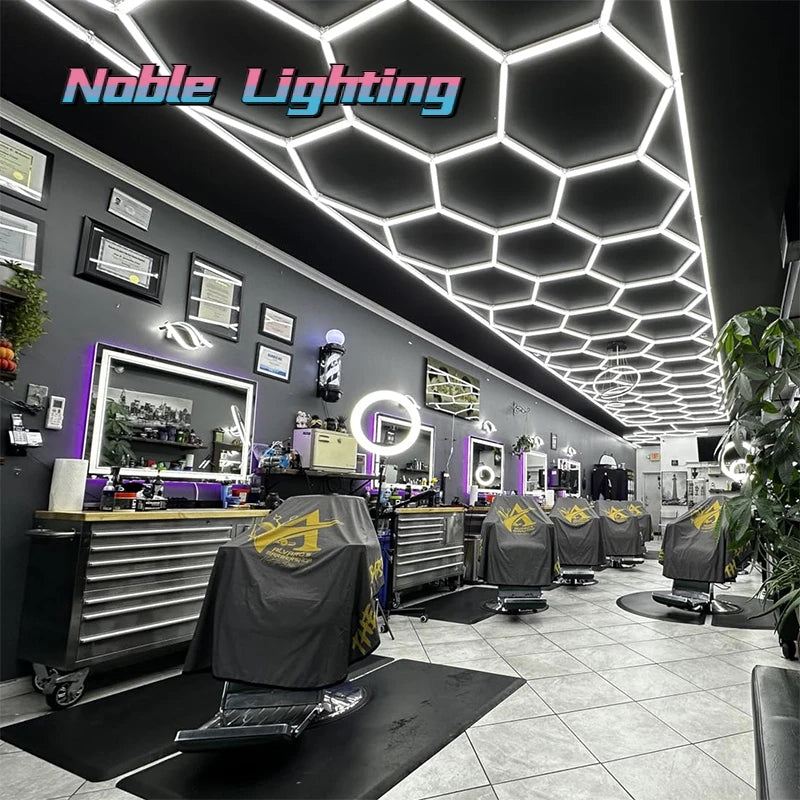 Customized Barbershop Hair Salon Hexagon Led Lights Garage Lamp Honeycomb Led Light for Showroom Ceiling Light Hexagon Light