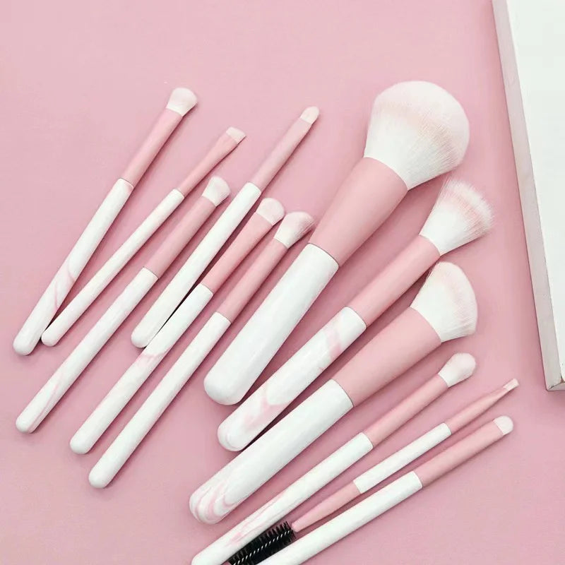 12pcs Makeup Brushes Set Portable Foundation Powder Blending Blush Concealer Synthetic Fiber Bristle Brush Blending Makeup Brush