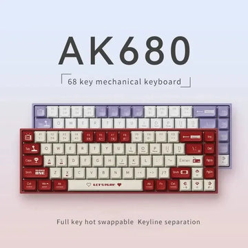 Mechanical Keyboard Wired Hot swappable Mini keyboard Wired Single mode Red axis 68 key single mode hybrid lamp AK680