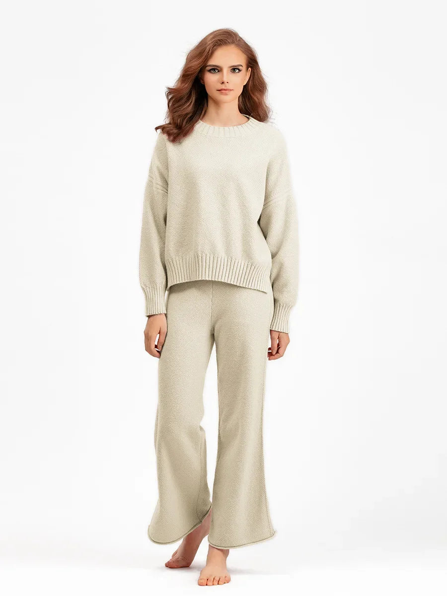 Stay Warm in Style with this Autumn Winter Women's Yoga Set Loose Sweater and Long Trousers for a Comfortable Home Outfit - Aurex