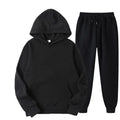 New men's and women's sportswear hoodie casual solid color thick pullover and pants two-piece set autumn and winter jogging suit - Aurex