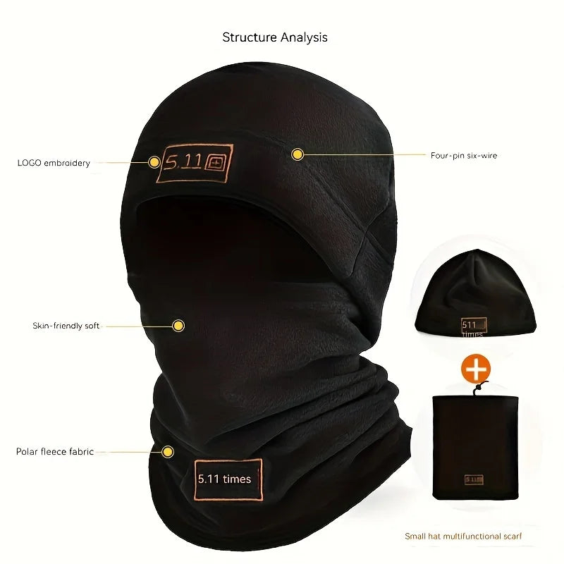 Winter Warm Outdoor Fleece Hat Scarf Thickened Autumn and Winter Men and Women Coldproof Warm Mountaineering Riding Mask Set