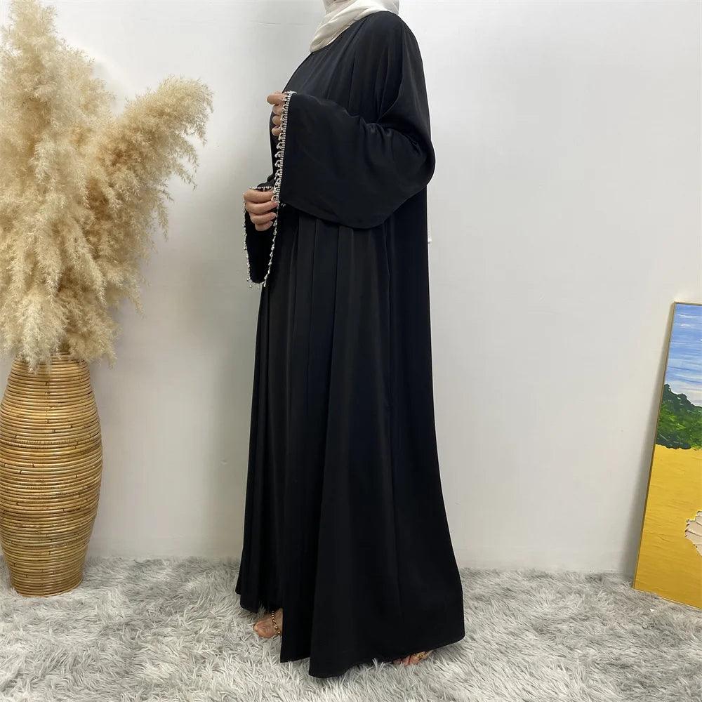 New fashion Muslim women sleeveless dress plus Muslim cardigan two-piece Arab Turkey Dubai dress elegant temperament clothing - Aurex