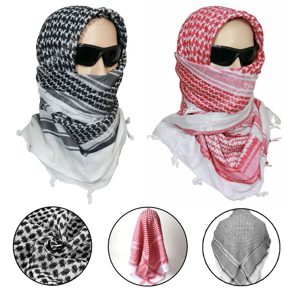 1Pcs Arab Keffiyeh Muslim Head Scarf Arab Neck Wrap for Adults Turban Hijab Headwear Islamic Traditional Costumes Shawl