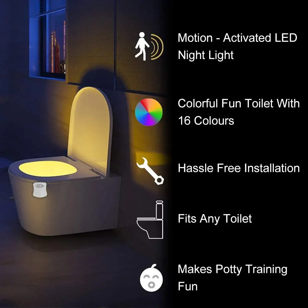 Motion Sensor Light Wireless LED Night Light RGB 8colors Lamp Toilet Bathroom Atmosphere Light Colorful Sensor LED Night Lights