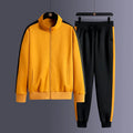 2024 Autumn Korean Tracksuit Men Zip Pocket Running Sets Striped Sporting Suit Jacket+ Sweatpants Jogging Fitness Clothing - Aurex