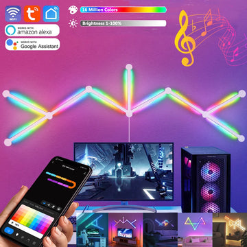 6/9Pcs WIFI LED Smart Wall Lamp Bars RGBIC DIY Atmosphere Night Light Remote Music Rhythm TV Backlight Party Gaming Room Decor