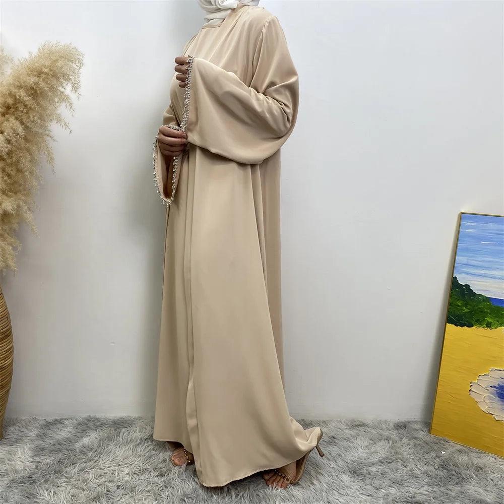 New fashion Muslim women sleeveless dress plus Muslim cardigan two-piece Arab Turkey Dubai dress elegant temperament clothing - Aurex