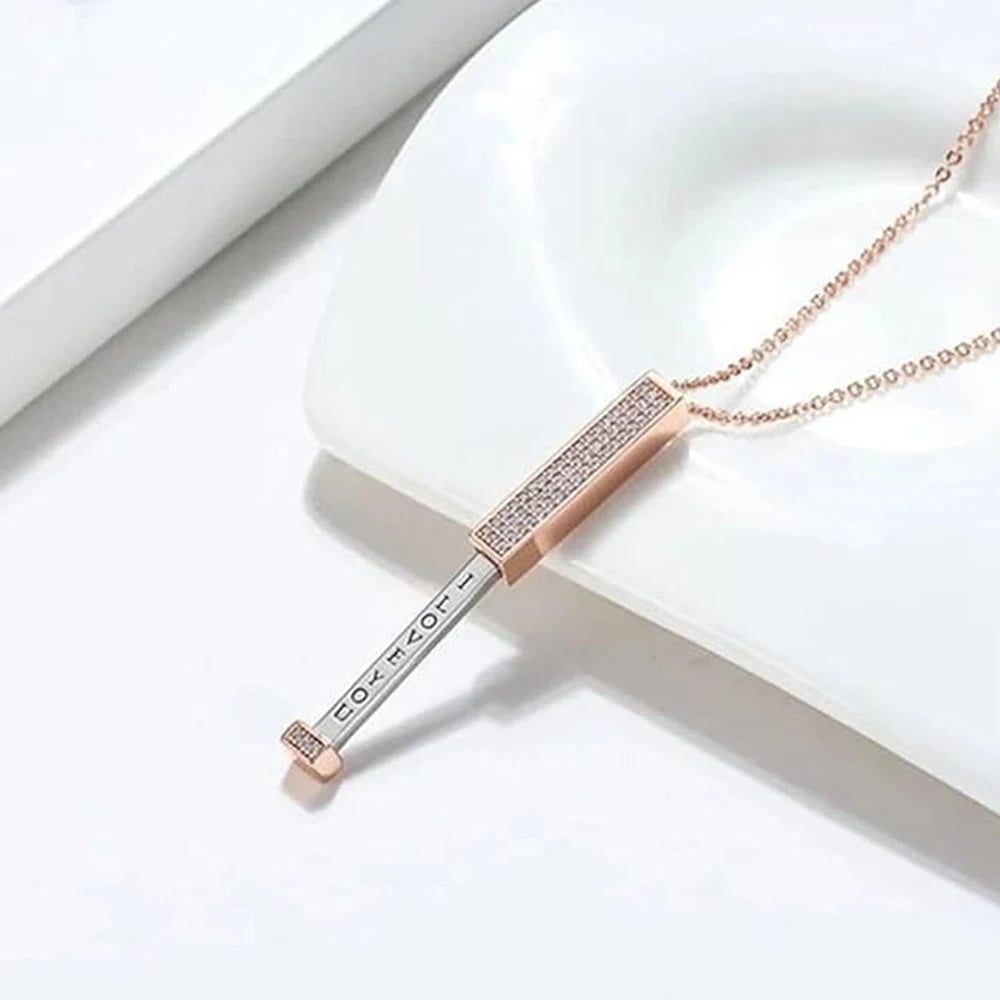 I Love You - Hidden Message Necklace Personalized Hidden Slider Necklace Retractable rod necklace with hidden message