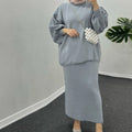 Hijabi Knitwear – Women's Sweater & Skirt Set with Slight Batwing Sleeves, Loose Co-Ord Turkish Modest Outfit for Ramadan - Aurex