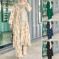 Vintage Printed Trouser Suits  Fashion Women Muslim Sets Two Piece Sets Summer Outifits Dubai Turkey Abaya Hijab Tracksuit - Aurex