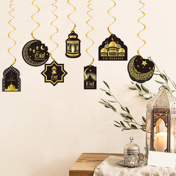 Eid Mubarak Spiral Hanging Pendant Ramadan Kareem Decoration For Home 2025 Islamic Muslim Party Decor Supplies Eid Al Adha Gifts