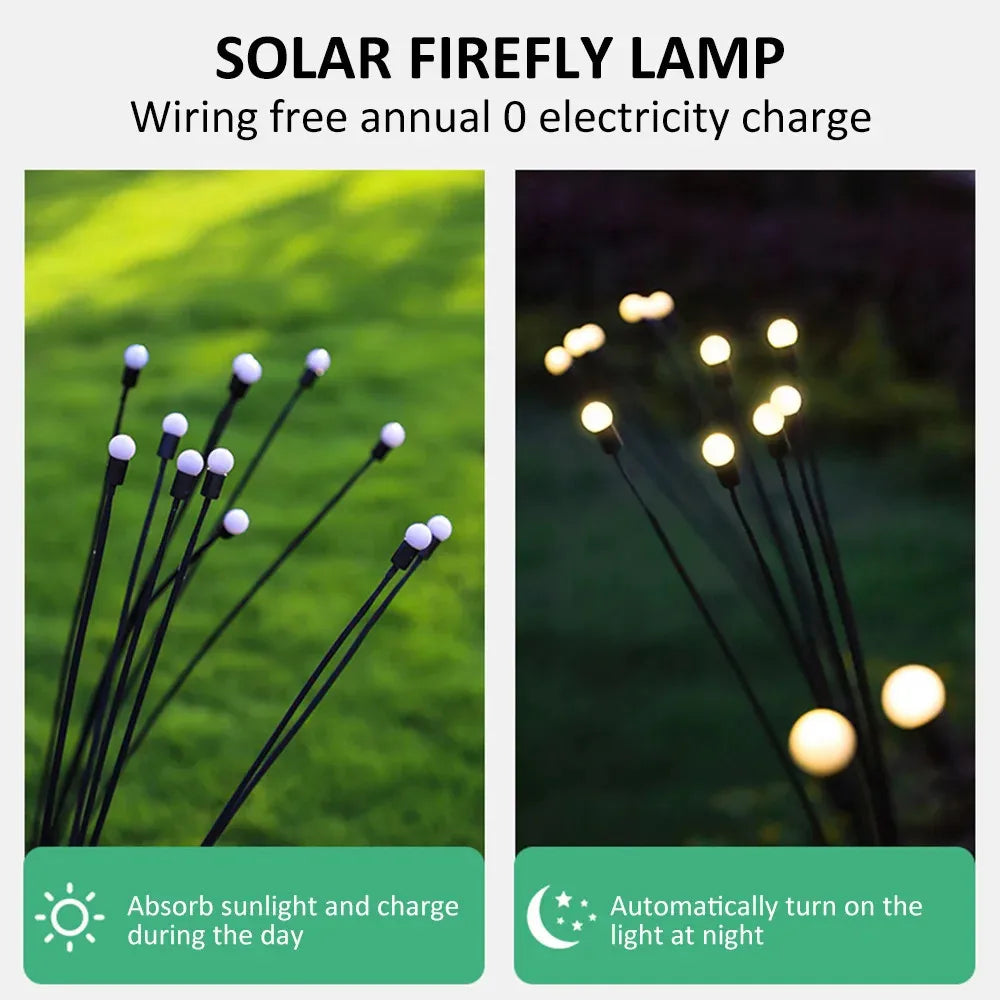 2pcs6/8/10 Lights Solar Lawn Lamp Garden Lamp, LED Wind-driven Firefly Ground Plug Lamp, Garden Ramadan Decoration Festival Lamp