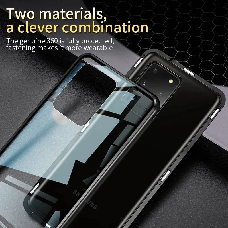 Cover For Samsung Galaxy S25 S24Ultra S23 A15 A53 A54 A52 S22 Note20Ultra S9 S8 360 Degree Privacy Protection Magnetic Case