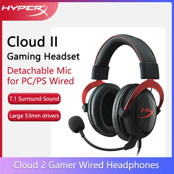 HyperX Cloud II Gaming Headset Hi-Fi 7.1 Surround Sound/Detachable Mic/USB Sound Card For PC PS Cloud 2 Wired Gaming Headphone